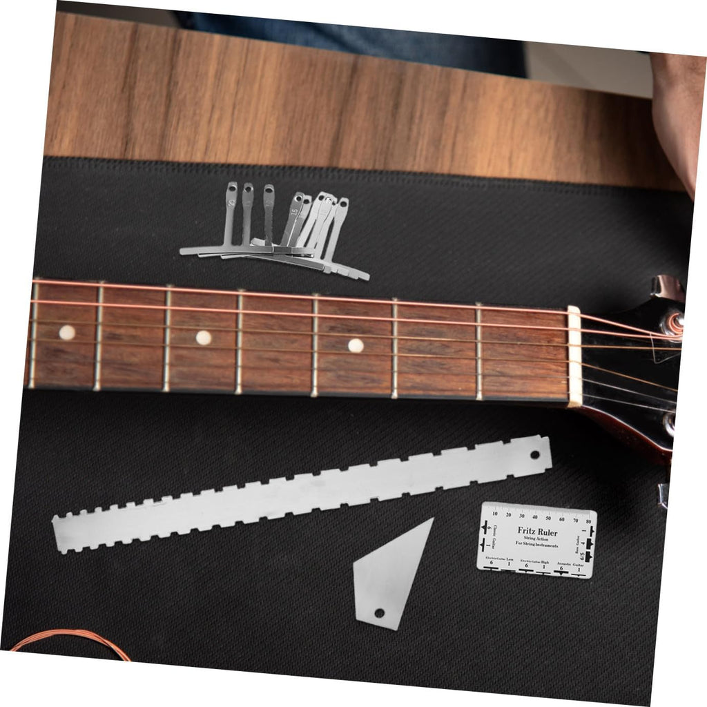 Luthier Guitar String Action Gauge Ruler Steel Radius Gauge Fret Rocker Measuring Tool for Electric and Bass Guitar Setup and Repair