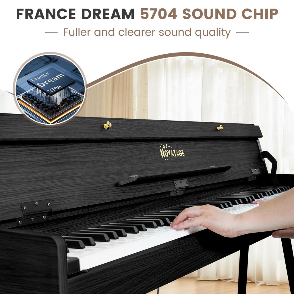 88 Key Digital Piano Keyboard for Beginners, Fully Weighted Wooden Electric Piano with Triple Pedal, Headphone, Supports MIDI Connecting, French Dream Sound Source (Brown)