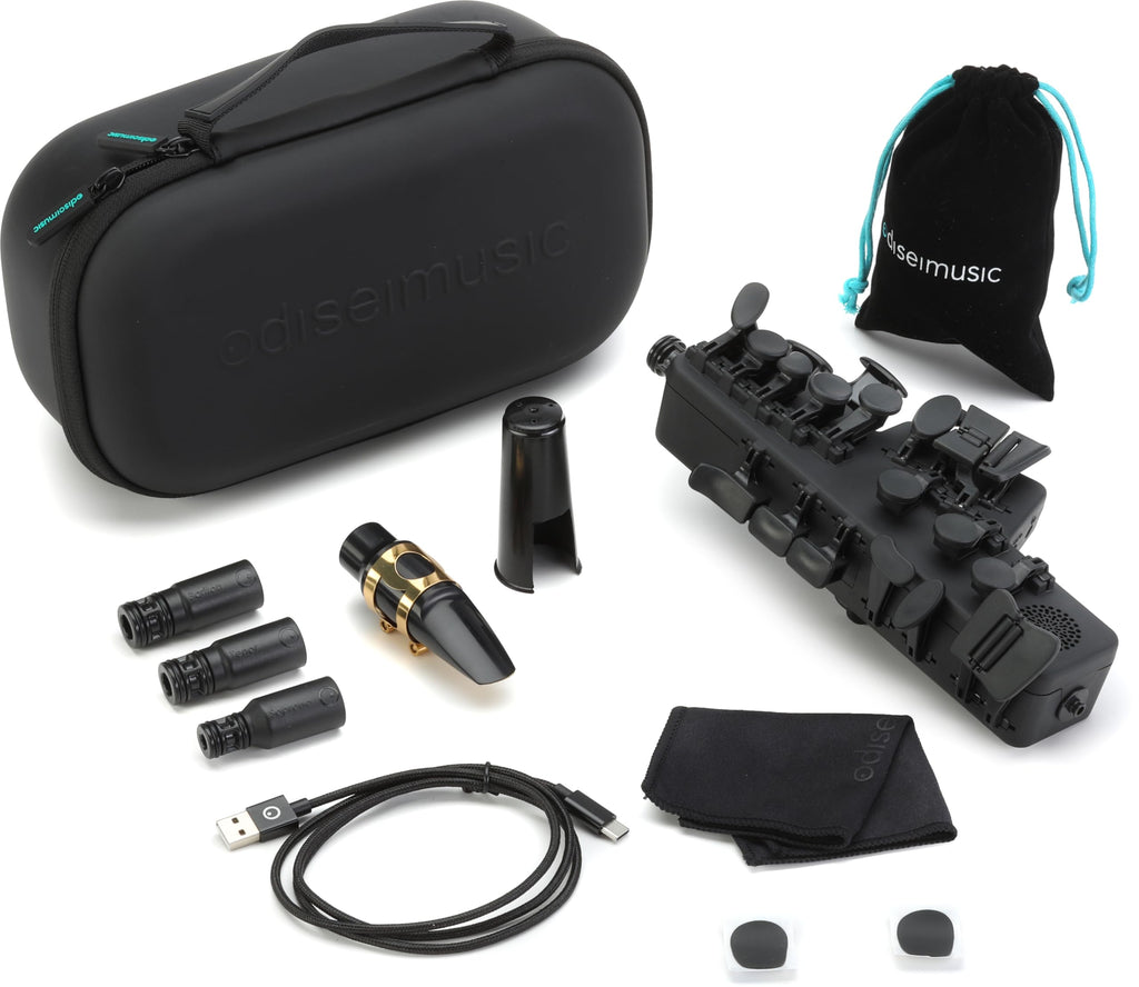 Travel Sax 2 (Black) – Compact Digital Saxophone for Silent Practice Anywhere | Lightweight Electronic Sax with Real Alto Mouthpiece, Built-in Speaker, Bluetooth MIDI/Audio, USB-C, 70+ Internal