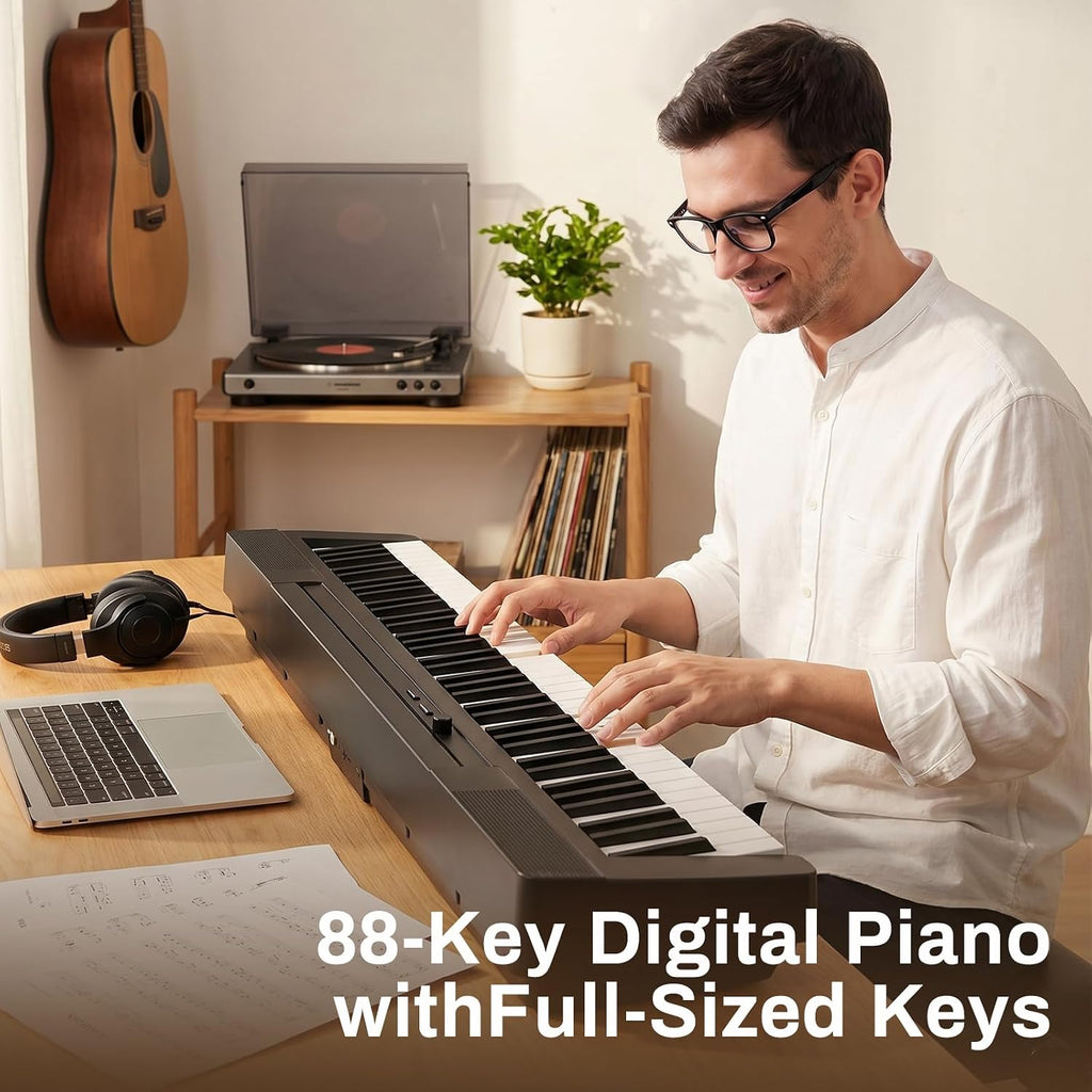 AODSK 88 Key Weighted Keyboard Digital Piano,Grade Hammer Action Keyboard for Beginner Portable Electric Piano, Black (Three-pedal)