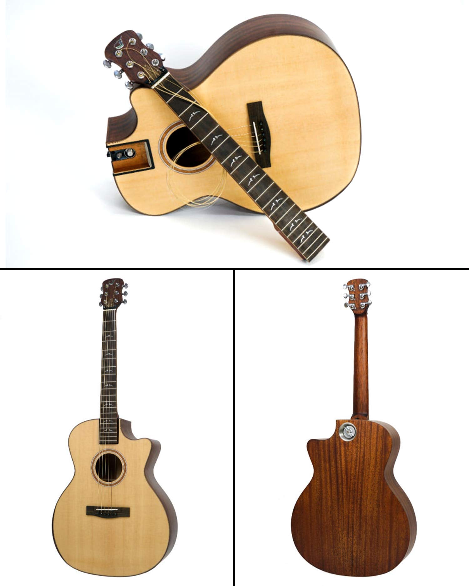 Journey Instruments Solid Sitka Acoustic Collapsible Travel Guitar PJ410N | Traveling Acoustic Guitar with Collapsible Patented System, Portable Backpack Case (African Mahogany)