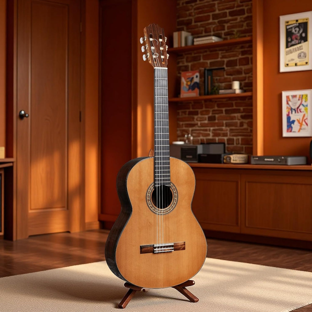 Aghartha AG-40 Classical Guitar 39-inch Solid Cedar Top, Handcrafted Spanish Heel Nylon String Guitar for Beginners and Professionals