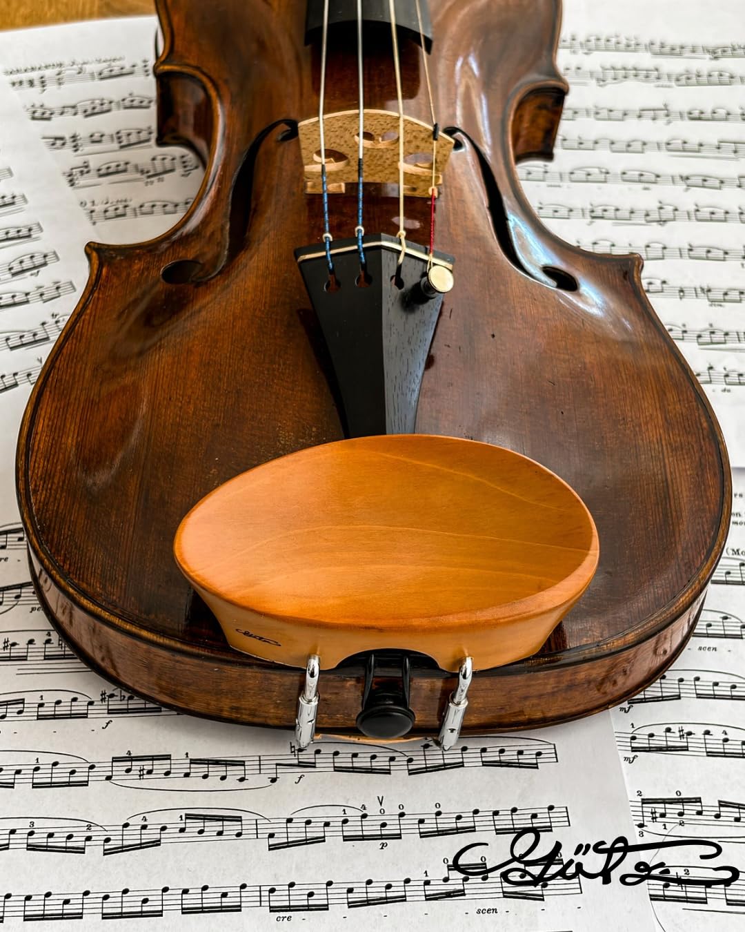 Conrad Götz, ZK-300E, New Flesch Chinrest for Violin 4/4, Deep Black Ebony