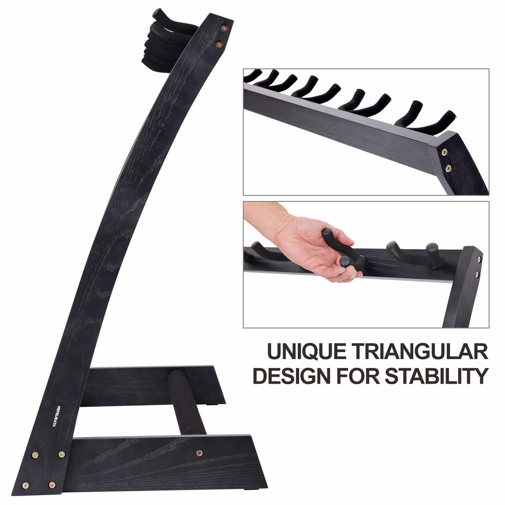 Nefelibata Guitar Stands 5 Wooden Guitar Rack Floor for Guitars and Cases, Electric, Acoustic, Bass Guitars, Cellos, German Ash