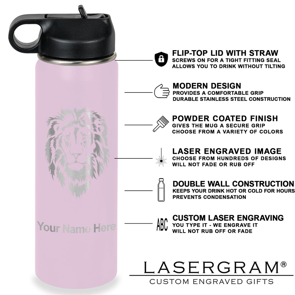 LaserGram Personalized Water Bottle, Trombone, Stainless Steel Double Wall Vacuum Insulated with Flip Top Straw, Custom Engraved Gift (32oz / 950ml Lavender)