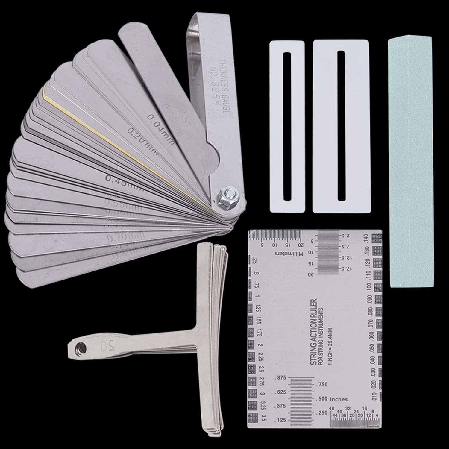 GOTOTOP Guitar Repair Kit Stainless Steel Guitar Tools Set with Radius Gauge String Action Ruler and Sander for Electric Bass Banjo Mandolin Players and Setup Work