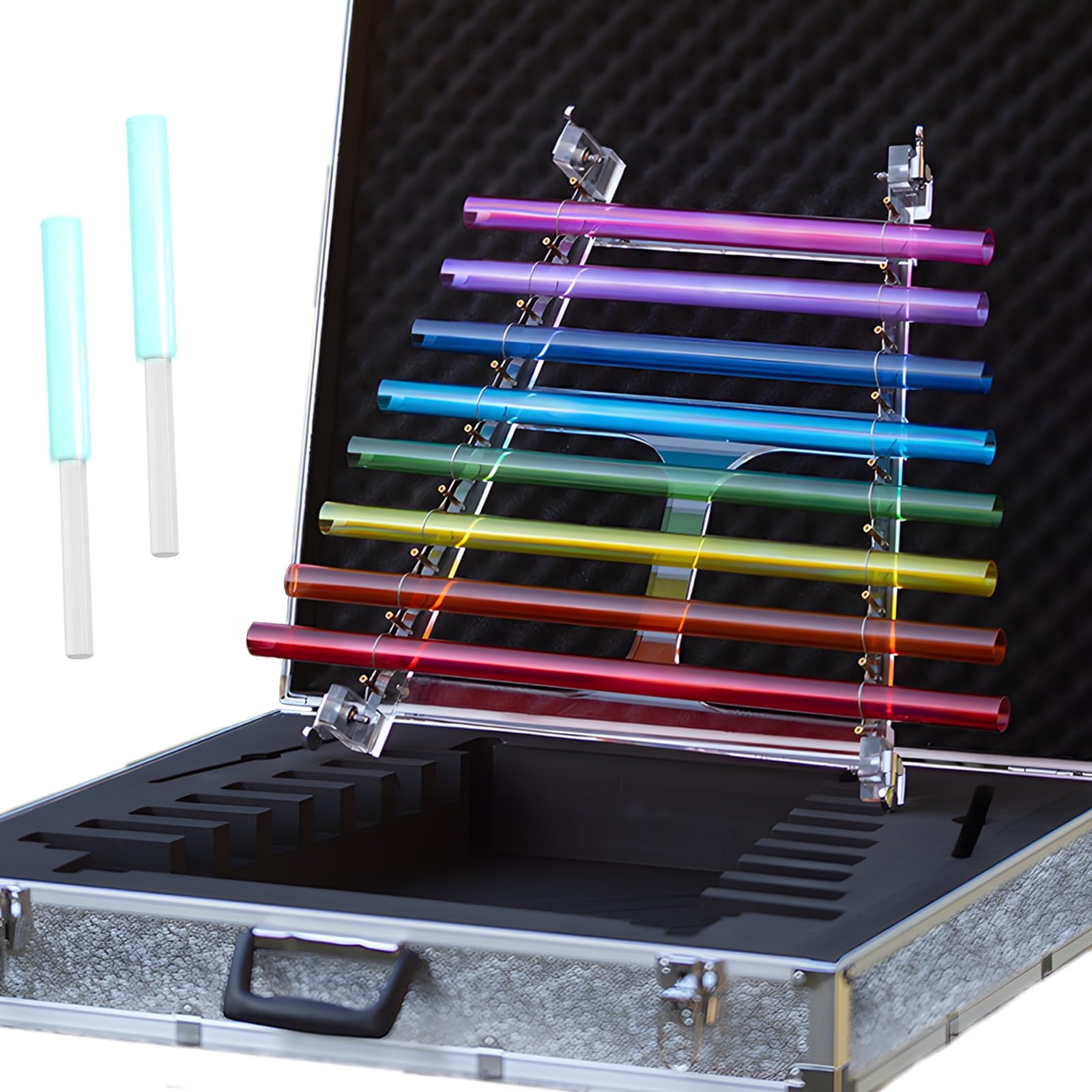 Crystal Singing Harp 8 Notes C D E F G A B C Including Aluminum Suitcase Healing Musical Instrument for Healing Meditation, Adjusting Emotional State,Clear 432 Hz,11 inch