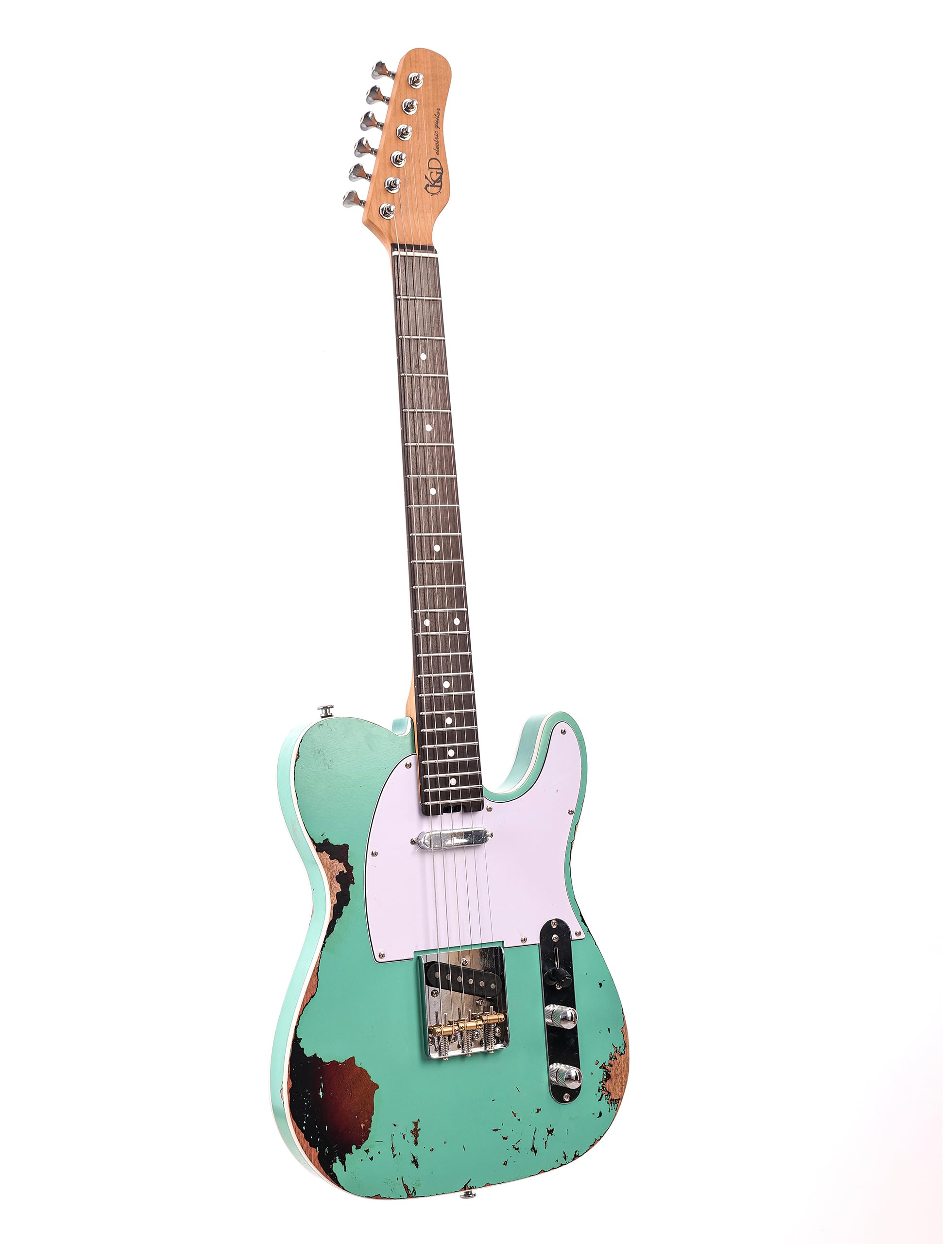 KGD Relic electric guitar mahogany body carbonized maple neck rosewood fretboard 6-string solidbody electric guitar S-S pickupsbrass barrel saddle bridge (Grass Green)