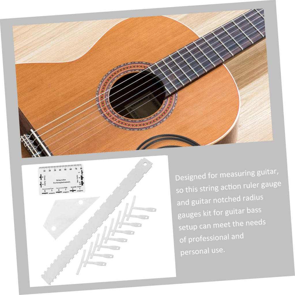 Toddmomy 12pcs Guitar Setup Kit String Action Ruler Radius Gauge for Fretting Nut Saddle Adjustment