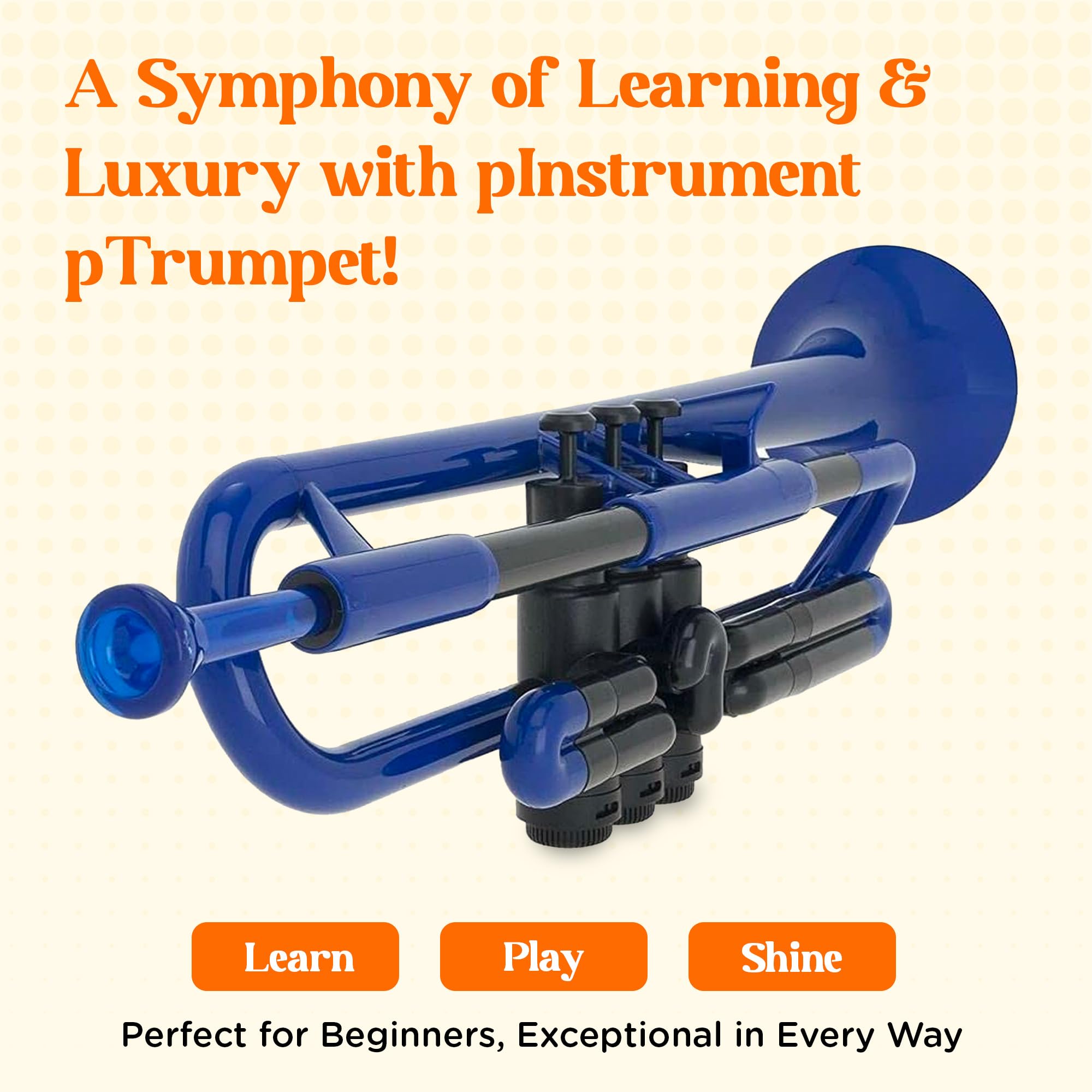 pTrumpet Bb Plastic Trumpet - Durable pInstruments Design with Ergonomic Grip - Includes 3C & 5C Mouthpieces and Carrying Bag - Authentic Sound for Students & Beginners - ABS Build - Green