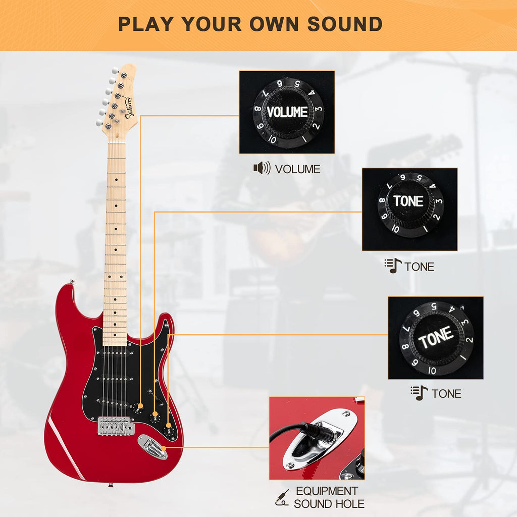 GLARRY Full Size Electric Guitar for Music Lover Beginner with 20W Amp and Accessories Pack Guitar Bag (GREEN, Left Handed 39")