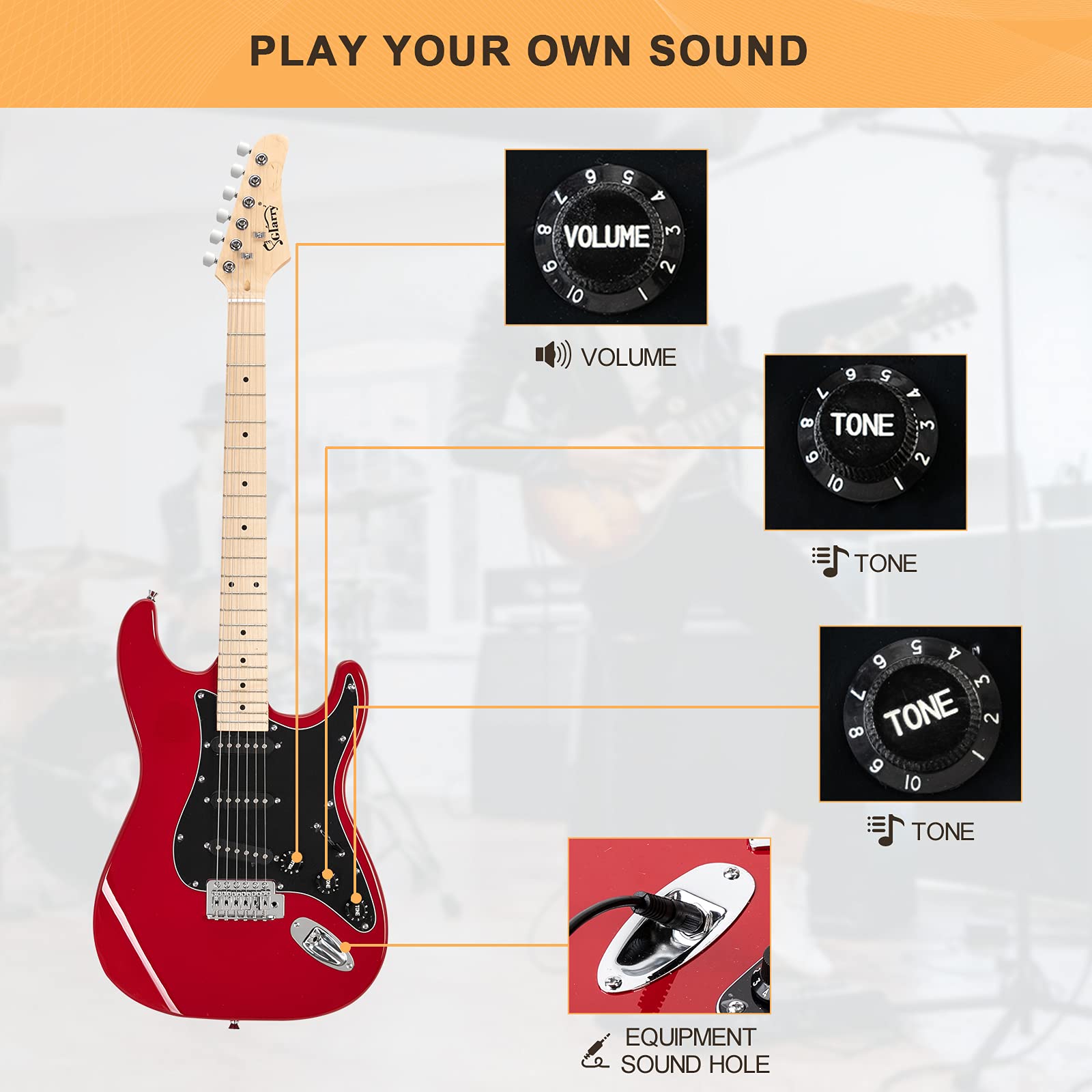 GLARRY Full Size Electric Guitar for Music Lover Beginner with 20W Amp and Accessories Pack Guitar Bag (GREEN, Left Handed 39")