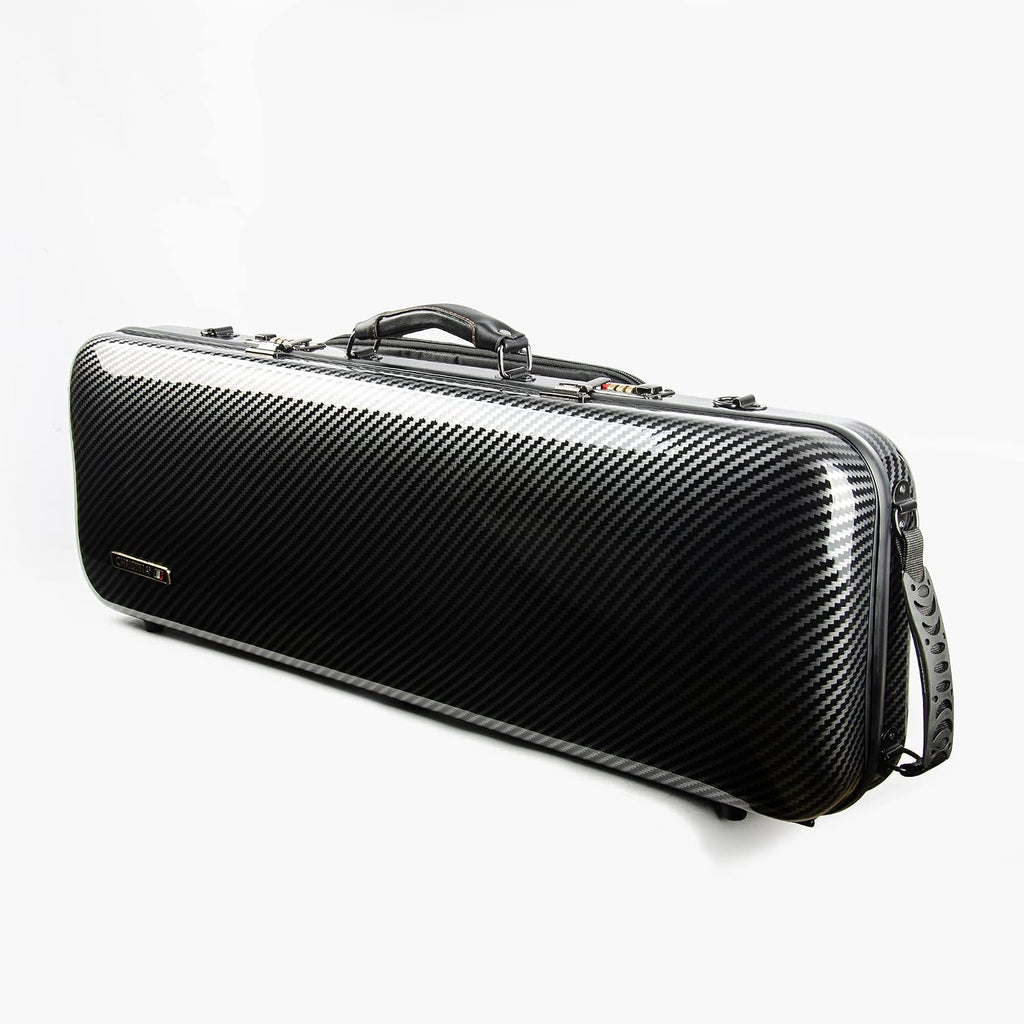4/4 Full Size Violin case High-Strength Carbon Fiber Rectangular Violin Music Bag With Combination Lock and Extra Bag Black Violin Hard Case (VB-Square-Black Stripe spot)