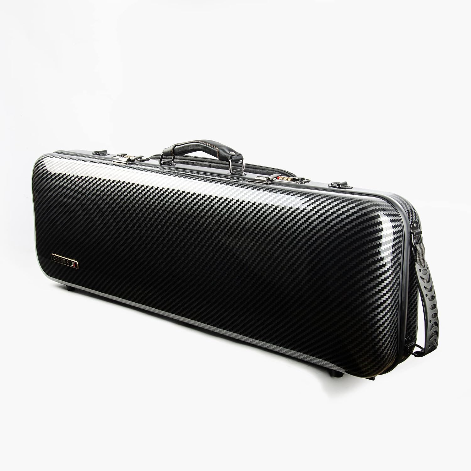 4/4 Full Size Violin case High-Strength Carbon Fiber Rectangular Violin Music Bag With Combination Lock and Extra Bag Black Violin Hard Case (VB-Square-Black Stripe spot)