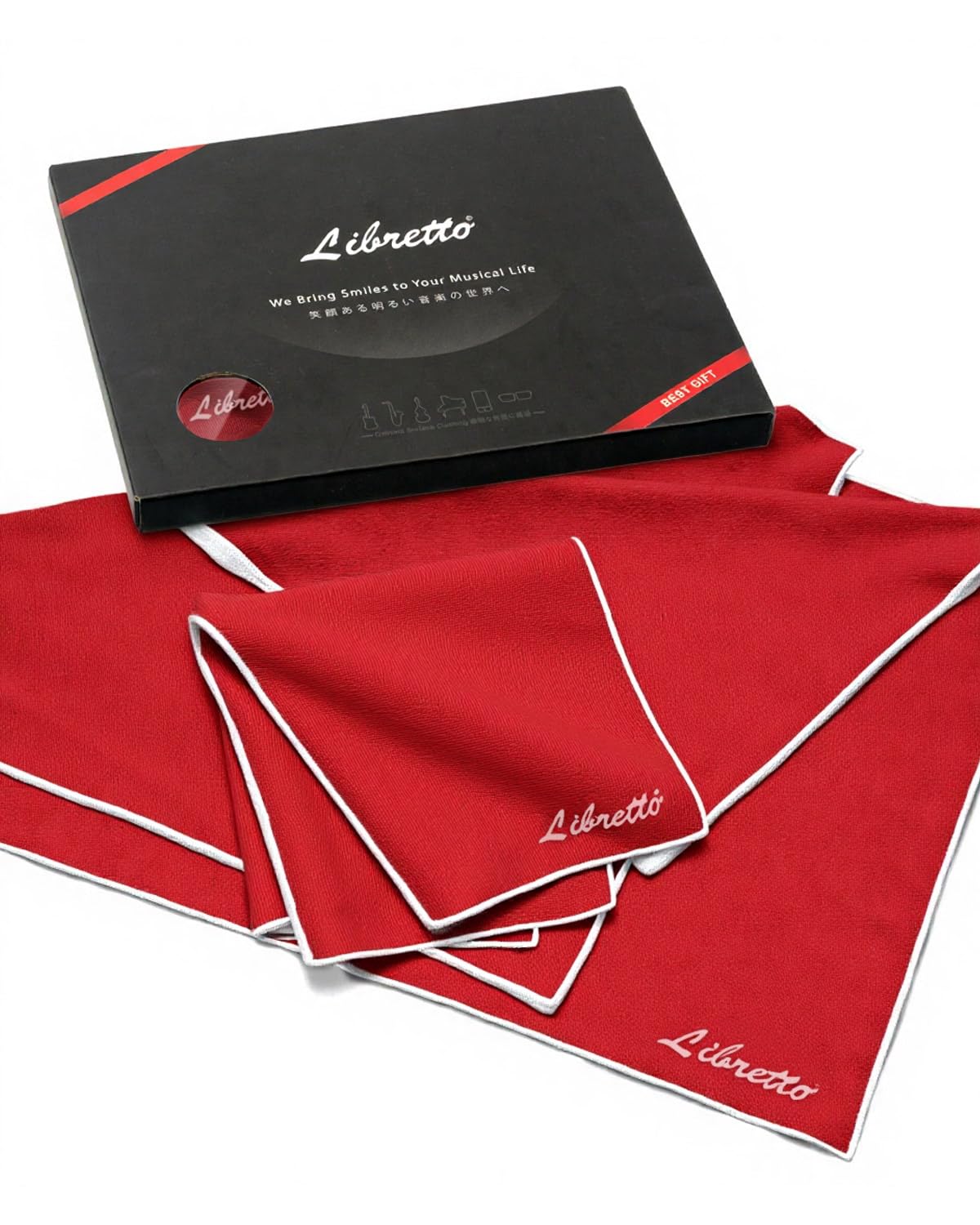Libretto Microfiber Polish Cloth, 3 Useful Sizes in 1 Pack, Violin and Cello Cleaning & Polishing Products, Blue, Lint-Free, Super Soft, Gift, for Piano, Guitar, Ukulele, Trumpet, Saxophone, Laptop
