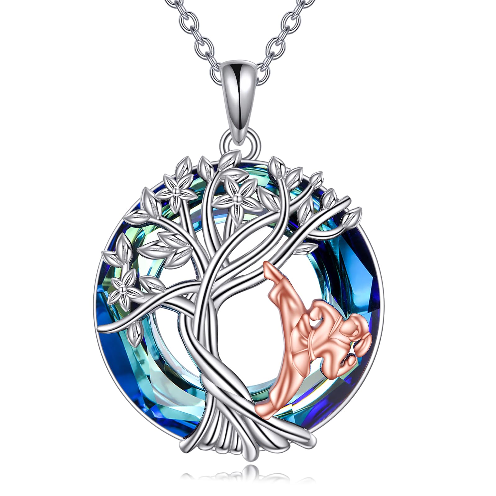 YFN Tree of Life Necklace Sterling Silver Crystal Jewelry Graduation Birthday Gifts for Women