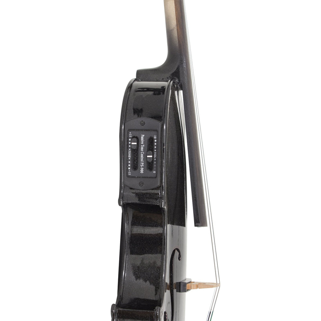 Cecilio 4/4 Full Size Acoustic & Electric Violin for Beginners & Professionals, Hand-Carved Solid Spruce Top, Ebony Fine Tuners, Full Set with Case, Bow, Rosin & AUX Cable (Metallic Black)