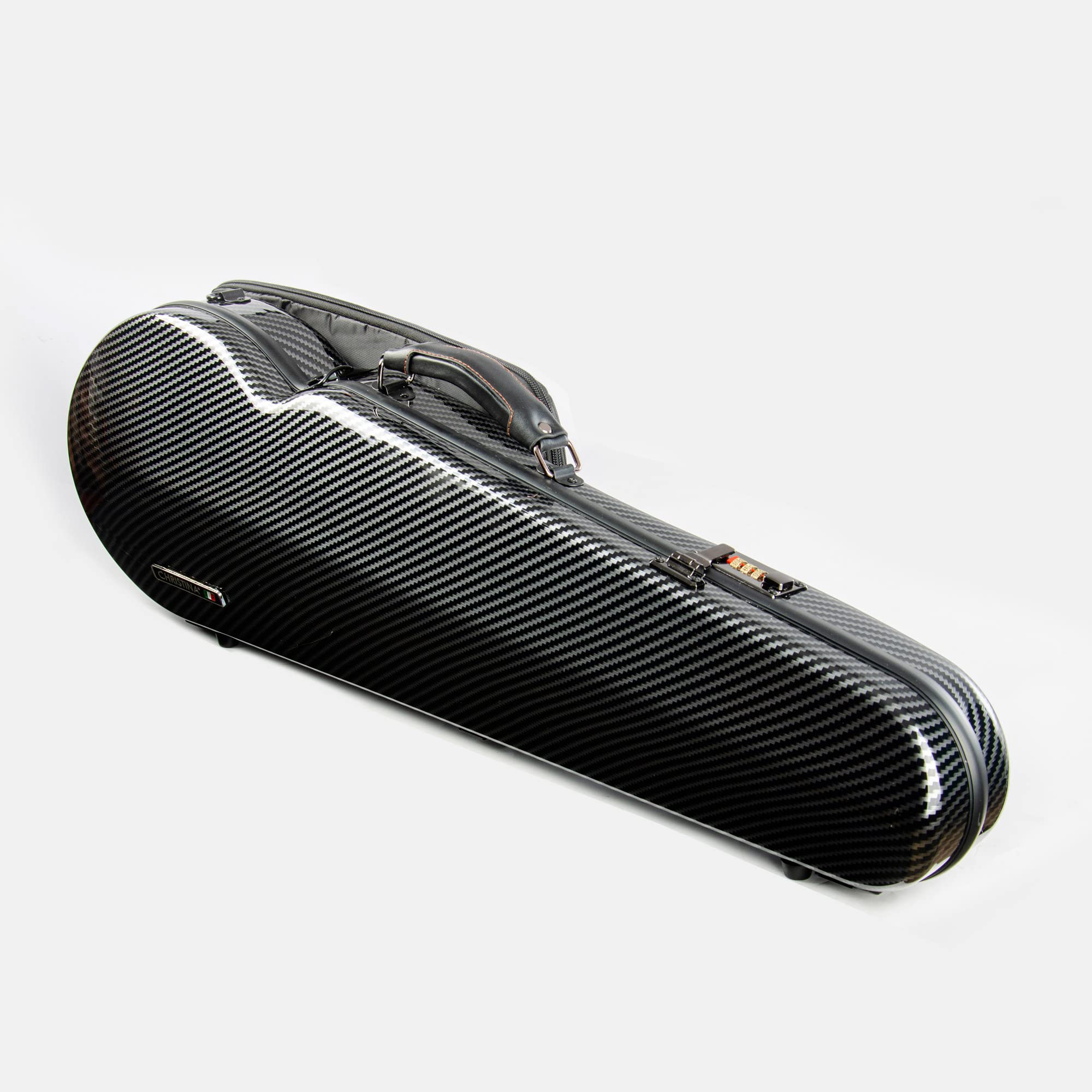 Christina violin case 4/4 Full Size Violin case High-Strength Carbon Fiber Triangle Violin Music Bag With Combination Lock and Extra Bag White Violin Hard Case (VB-Trianglee-WhiteDot spot)