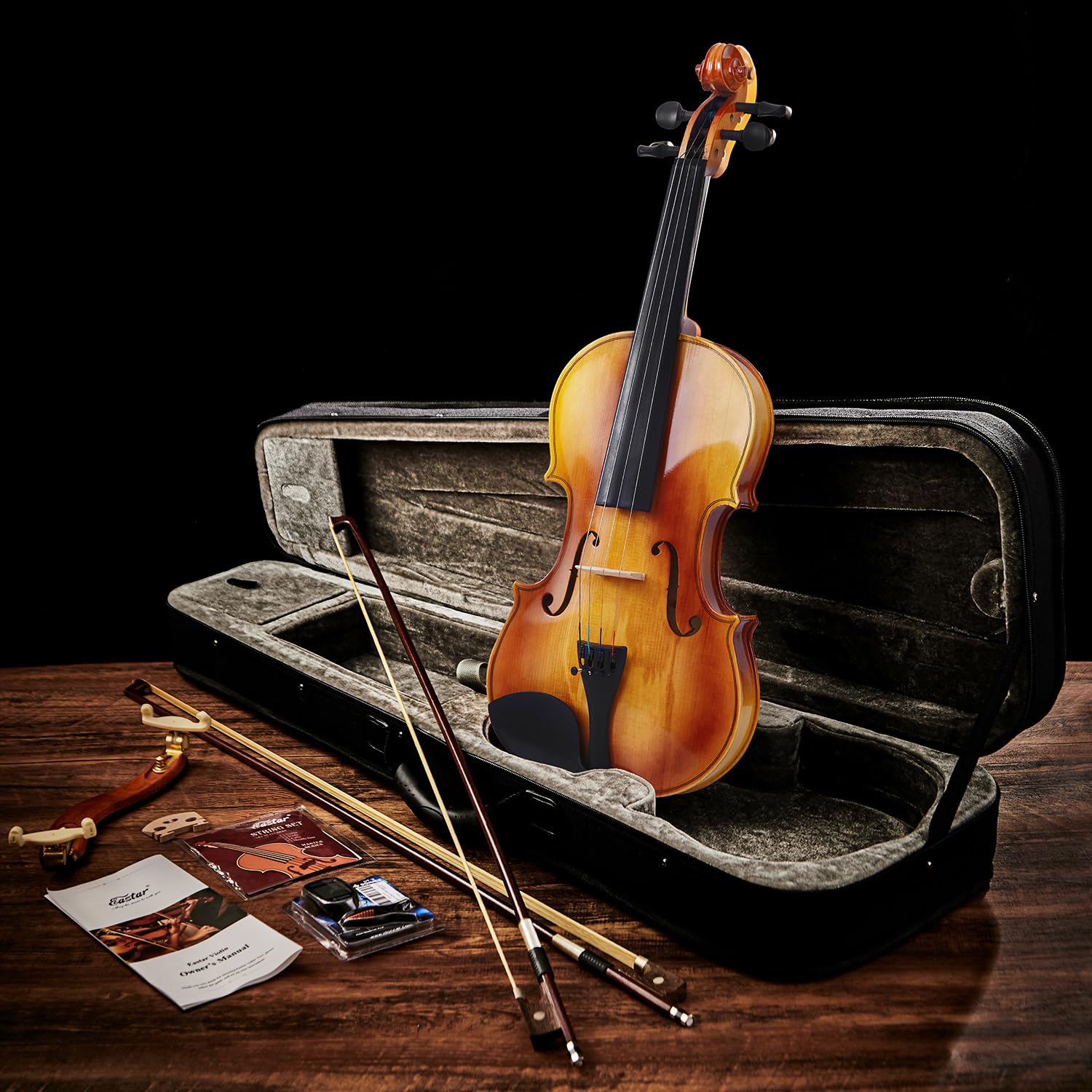Eastar 3/4 Violin for Beginners, Violins Kit for Student, Fiddle with Hard Case, Rosin, Shoulder Rest, Bow, and Extra Strings (Imprinted Finger Guide on Fingerboard)
