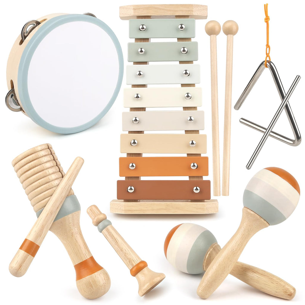 Musical Toys for 2 3 Year Old Boy Girl Birthday Gifts, 5 in 1 Montessori Musical Instruments for Toddlers 2-4 with Trumpet/Microphone/Flute/Harmonica, Preschool Learning Toys for Baby 18+ Months