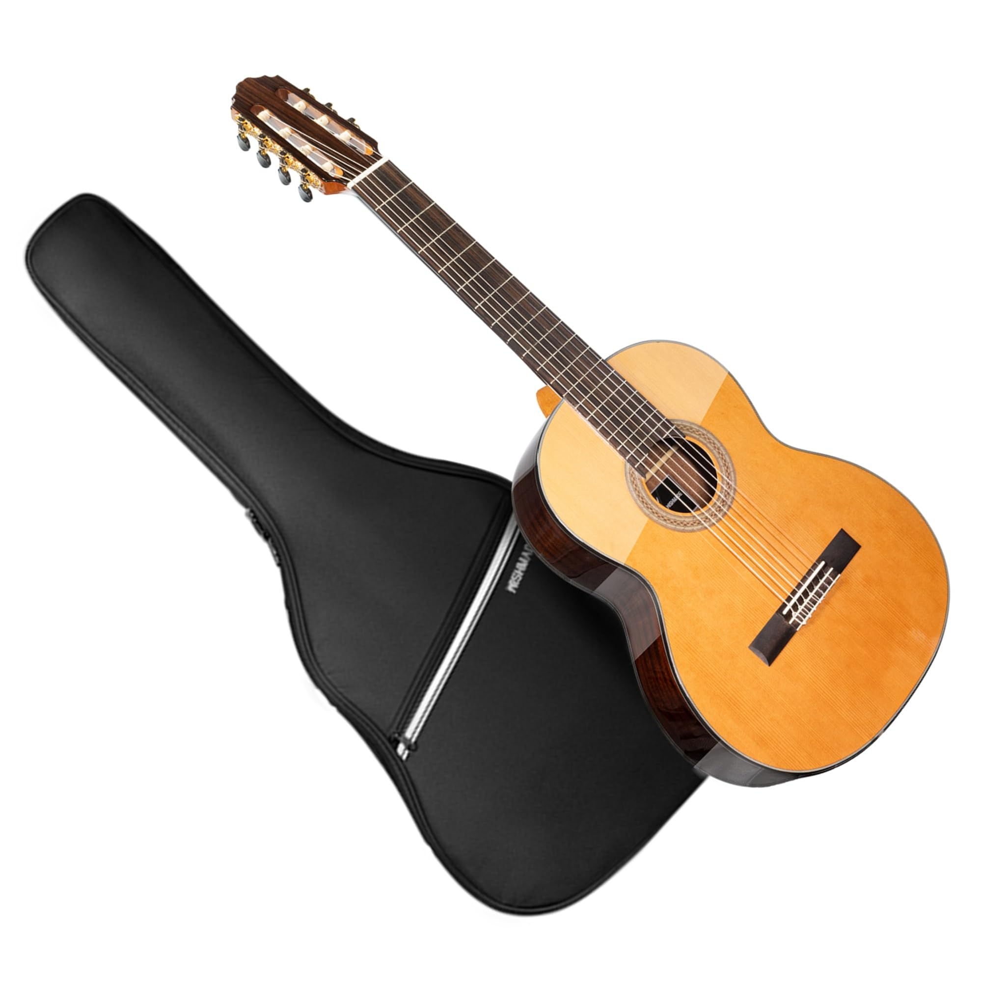 WishMade 7 String Acoustic Classical Nylon Guitar with Gig Bag | Red cedar top, rosewood fingerboard,Additional low B string for classical, jazz, flamenco, fingerstyle playing, adults