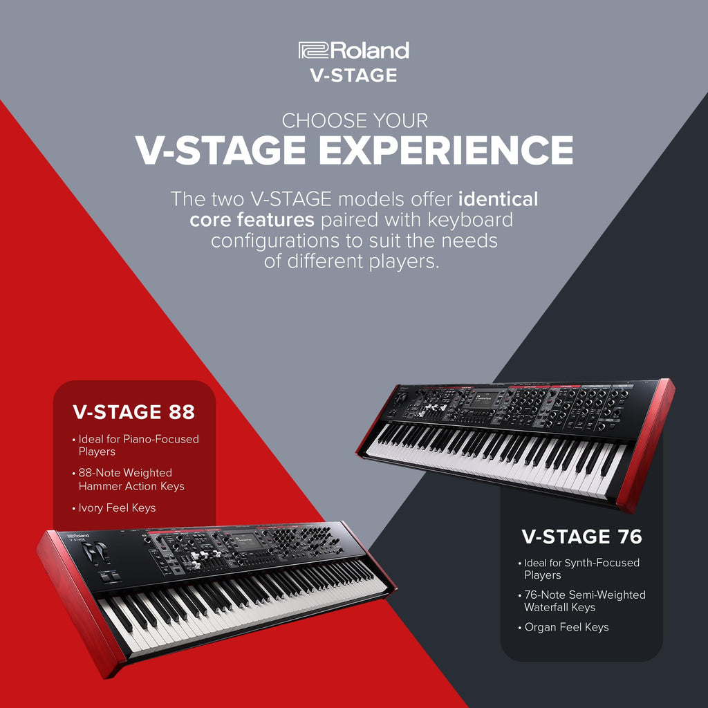 Roland V-STAGE 88 | Premium 88-Key Weighted Digital Keyboard | Ideal for Piano-Focused Players | Four Independent Sound Engines | Advanced Modeling Technology & Sound Customization