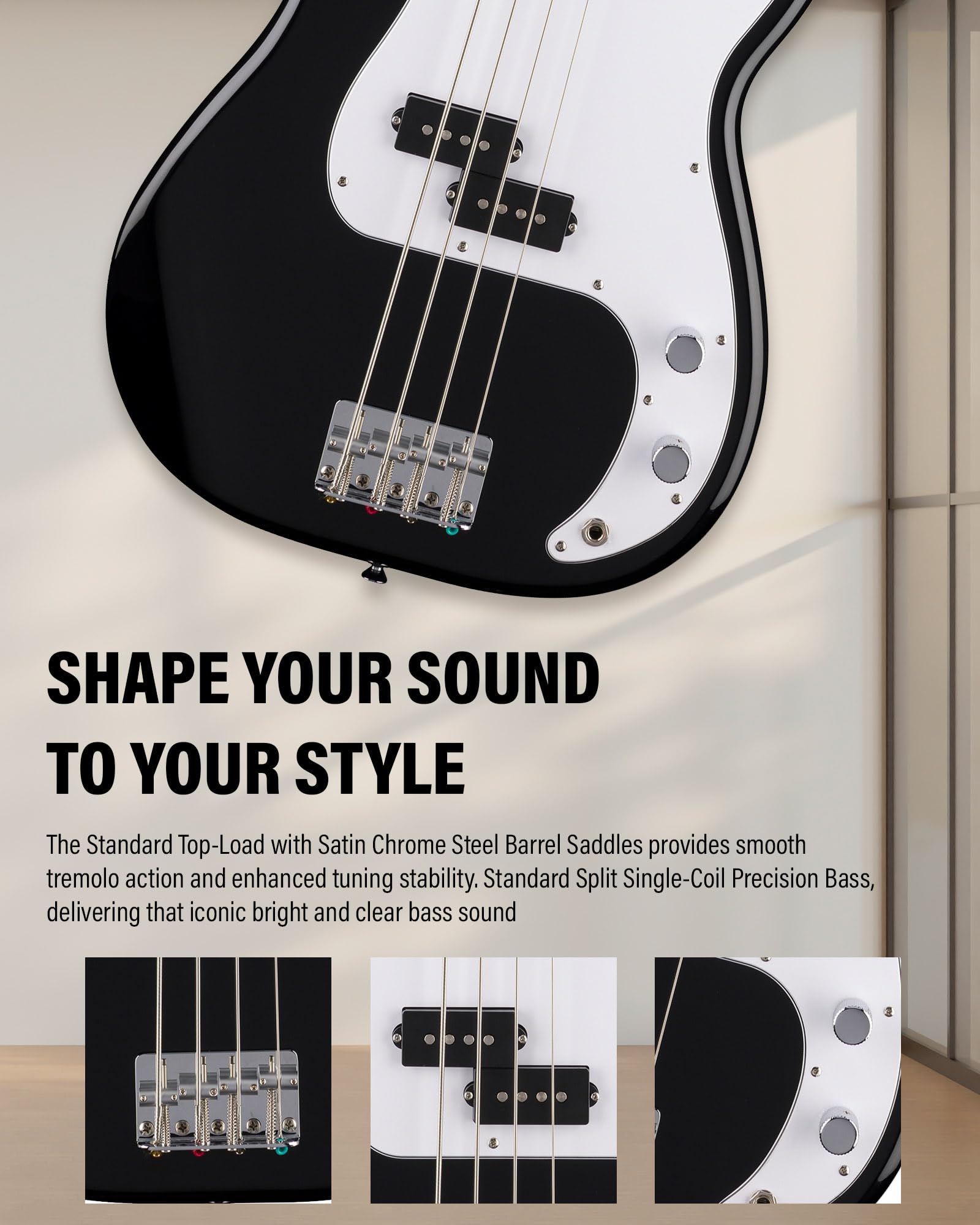 Fender Standard Jazz Bass - Olympic White Bundle with Strap, Guitar Cleaning Kit and Austin Bazaar Instructional Video
