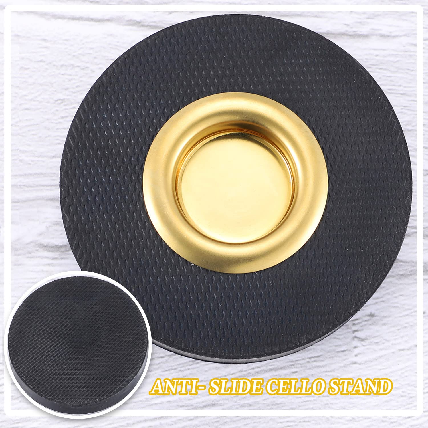 Facmogu Rock Stop for Cello, Cello Endpin Rest for Floor Protector String Instrument Accessory Christmas Gift, Rock Stop Endpin Stand Holder with Reinforced Brass Cup & Rubber Mat Anti-Slip Base