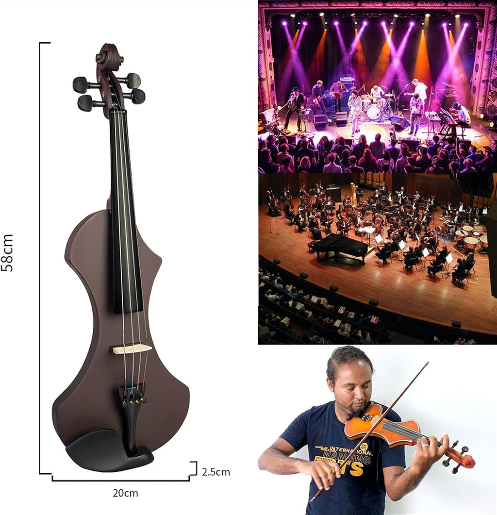 Cello Kit 4/4 Full Size Violin with Case Electric Violin Solidwood Body Set w/Brazilwood Bow+Violin Strings+Rosin+Tuner+Bridge Violin