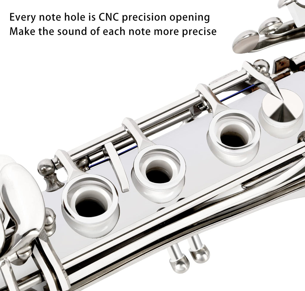 EASTROCK Bb Clarinet 17 Keys ABS Material Wide Range of Tones Particularly Beginner & Students-friendly with Using Tools and 2 Replaceable Barrels