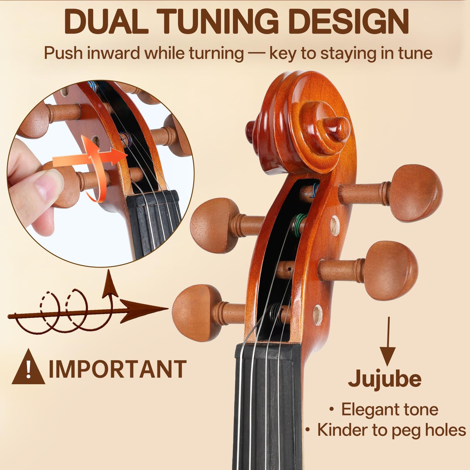 Kmise Teacher Approved 4/4 Full Size Violin Starter Kit for Adults Beginners Students, High Density Ebony Acoustic Violins, Fiddle Bundle with Case, Bow, Rosin, Strings, Shoulder Rest & Guide