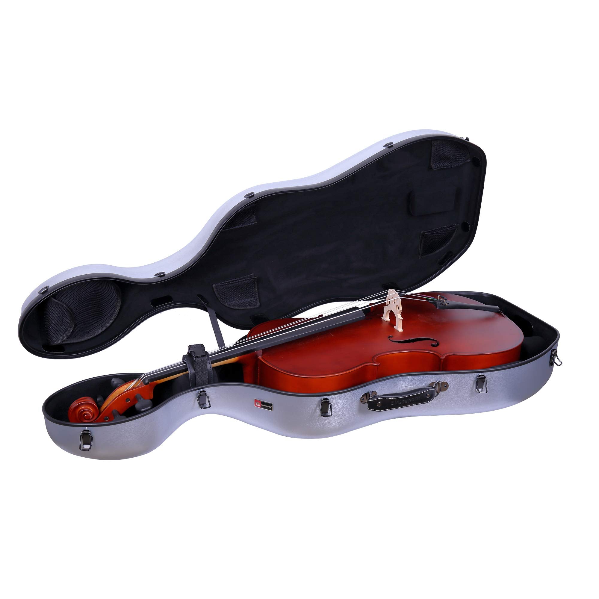 Crossrock Poly Carbon Composite Cello Case, for 3/4 Size Cello with backpack and wheels in Blue(CRF1000CETBLHT)