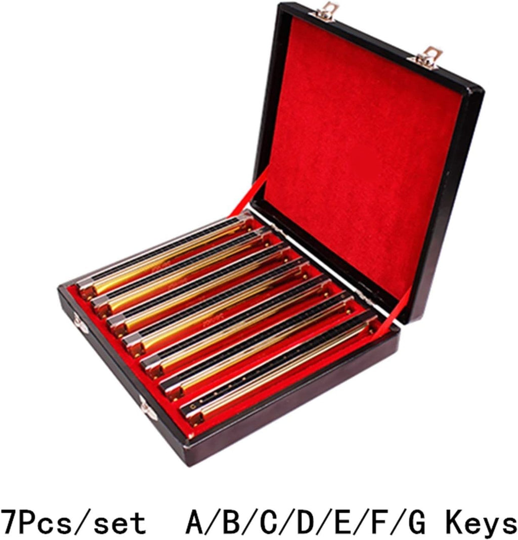 7Pcs/set Harmonica 24 Hole Tremolo Harp A/B/C/D/E/F/G Keys Musical Instrument Mouth Organ for Collect Gaita