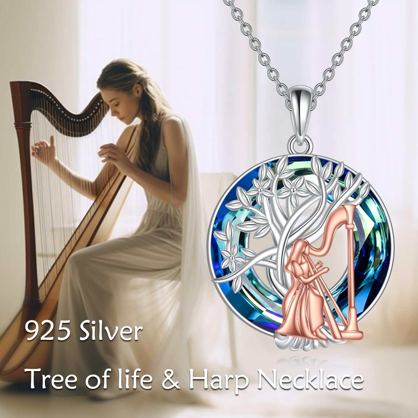YFN Tree of Life Necklace Sterling Silver Crystal Jewelry Graduation Birthday Gifts for Women