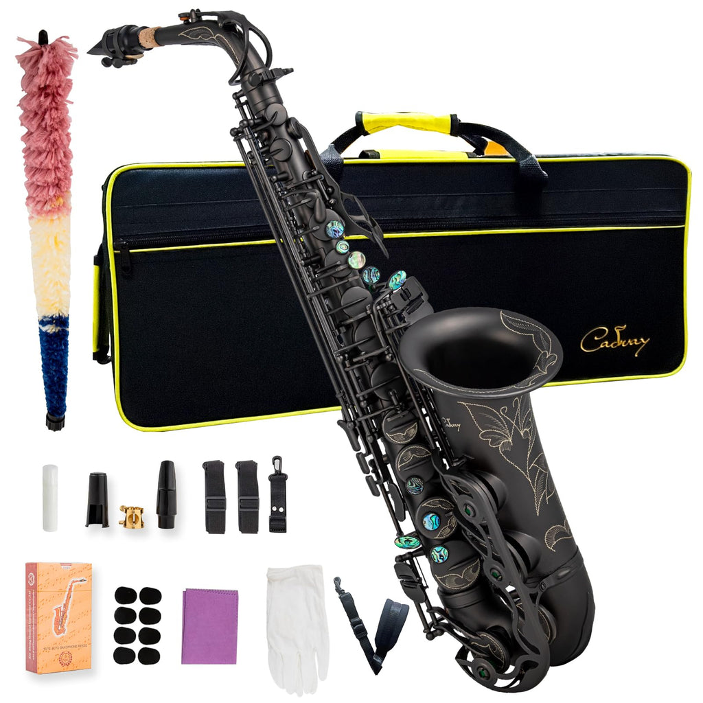 Alto Saxophone Eb beginner Saxophone includes brush canvas suitcase glove whistle piece cork plaster wipe cloth neck strap and other accessories (Gold)