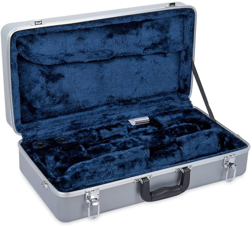 Crossrock Trumpet Case for Bb Horn | Textured Blue Finish with Velvet Interior, Security Lock, Metal Feet & Detachable Strap (CRA861TRBL)