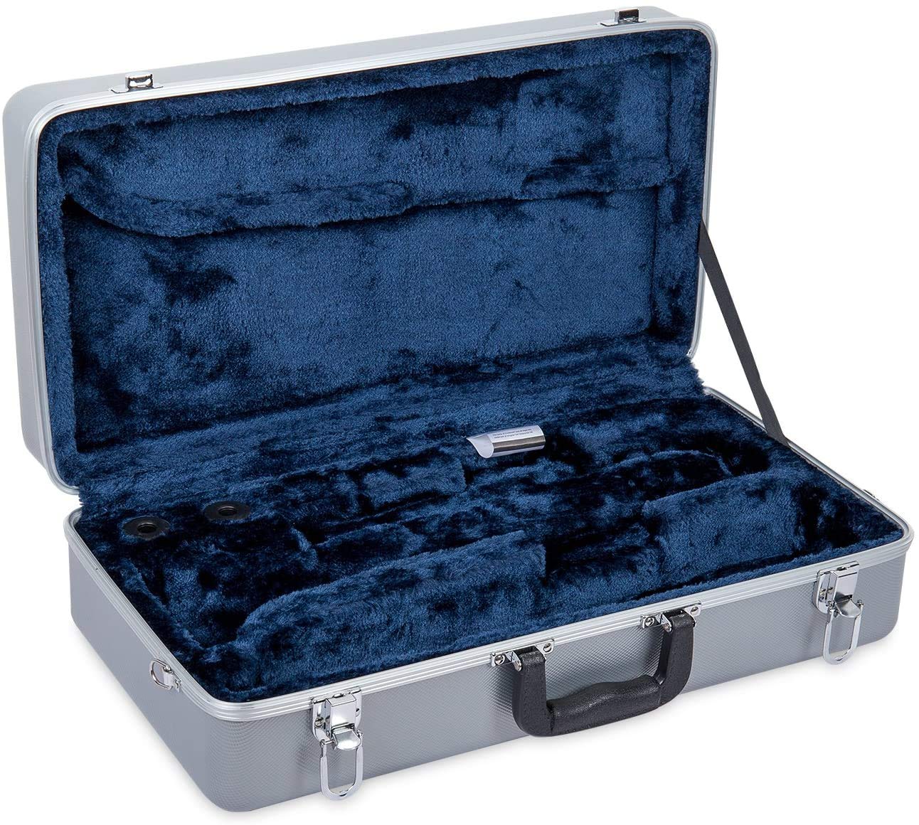 Crossrock Trumpet Case for Bb Horn | Textured Blue Finish with Velvet Interior, Security Lock, Metal Feet & Detachable Strap (CRA861TRBL)