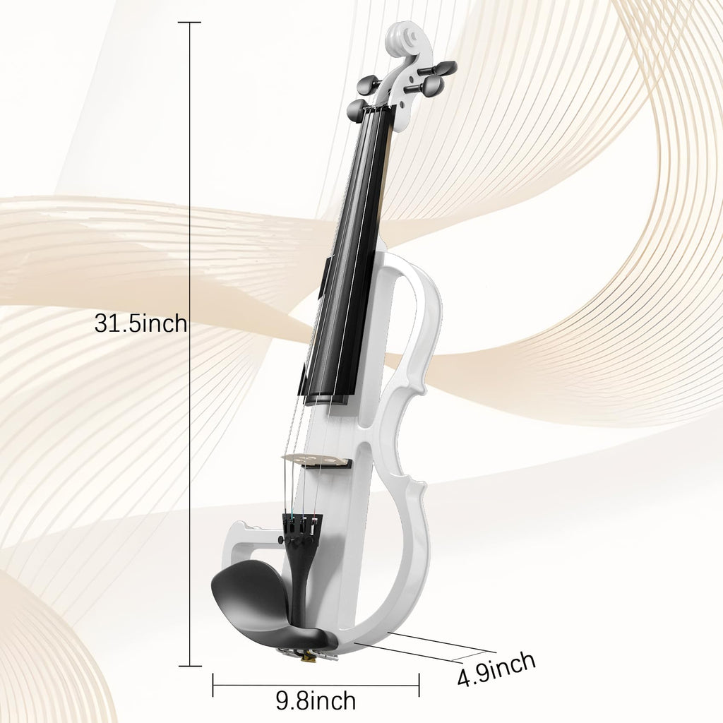 Electric Violin 4/4 Kit, Electric Violin 4/4 Full Size for Adults, Students, Beginner Violins, Full Size Violins Set with Case, Bow, Rosin and Headphones, Black