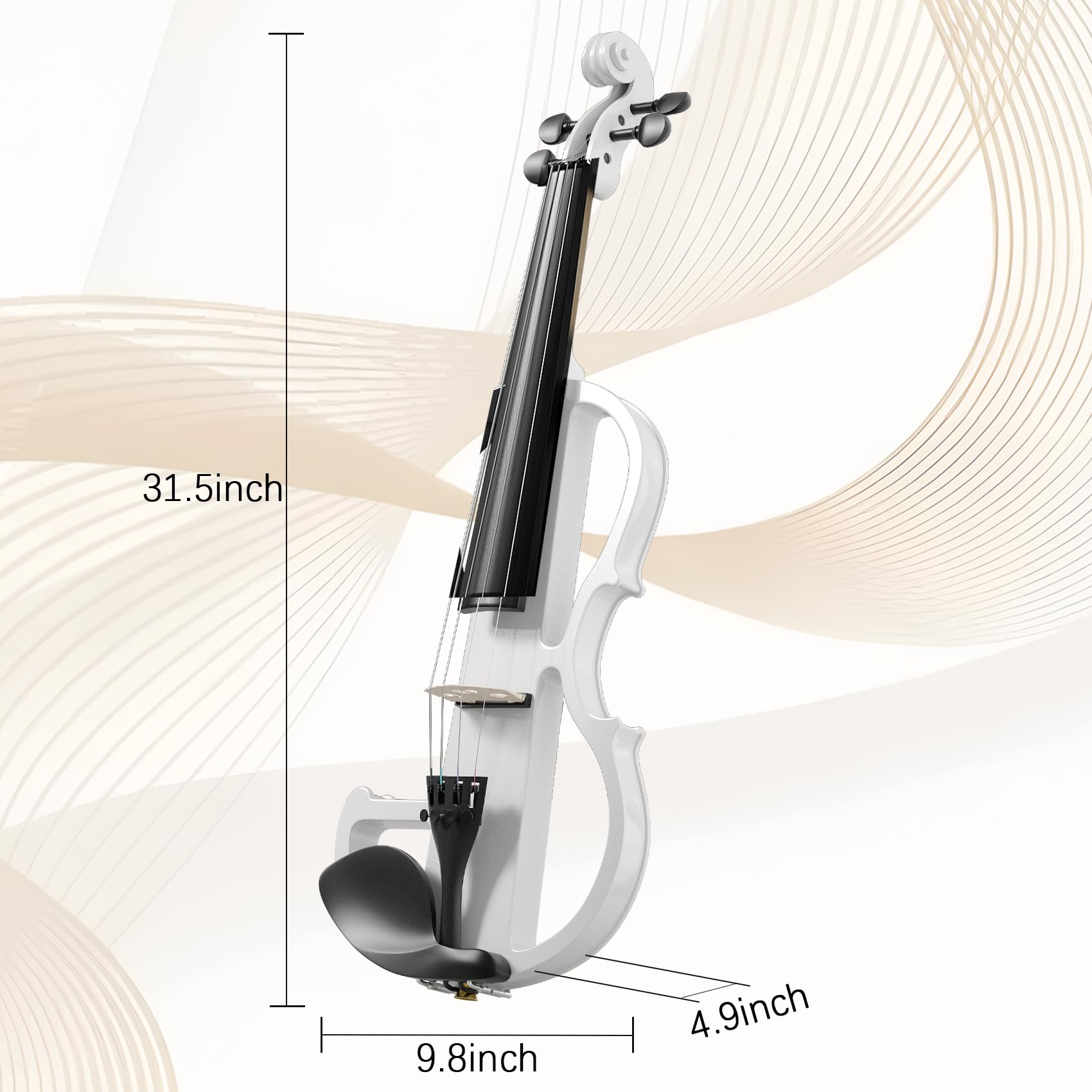 Electric Violin 4/4 Kit, Electric Violin 4/4 Full Size for Adults, Students, Beginner Violins, Full Size Violins Set with Case, Bow, Rosin and Headphones, Black