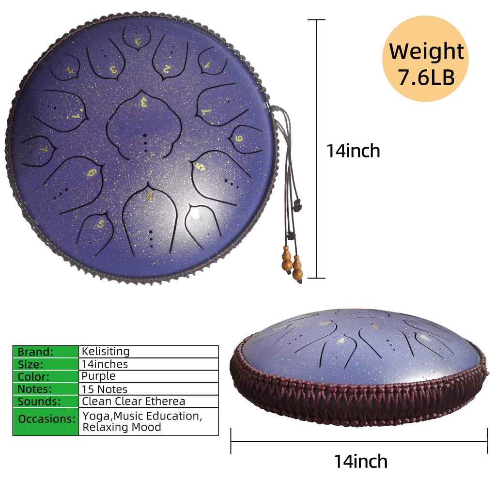 Handpan Drum 22 Inches D Minor Kurd, 432Hz 10 Notes Hand Drum Instrument, Premium Steel Drum, Handpan Instrument for Adults (Gold)