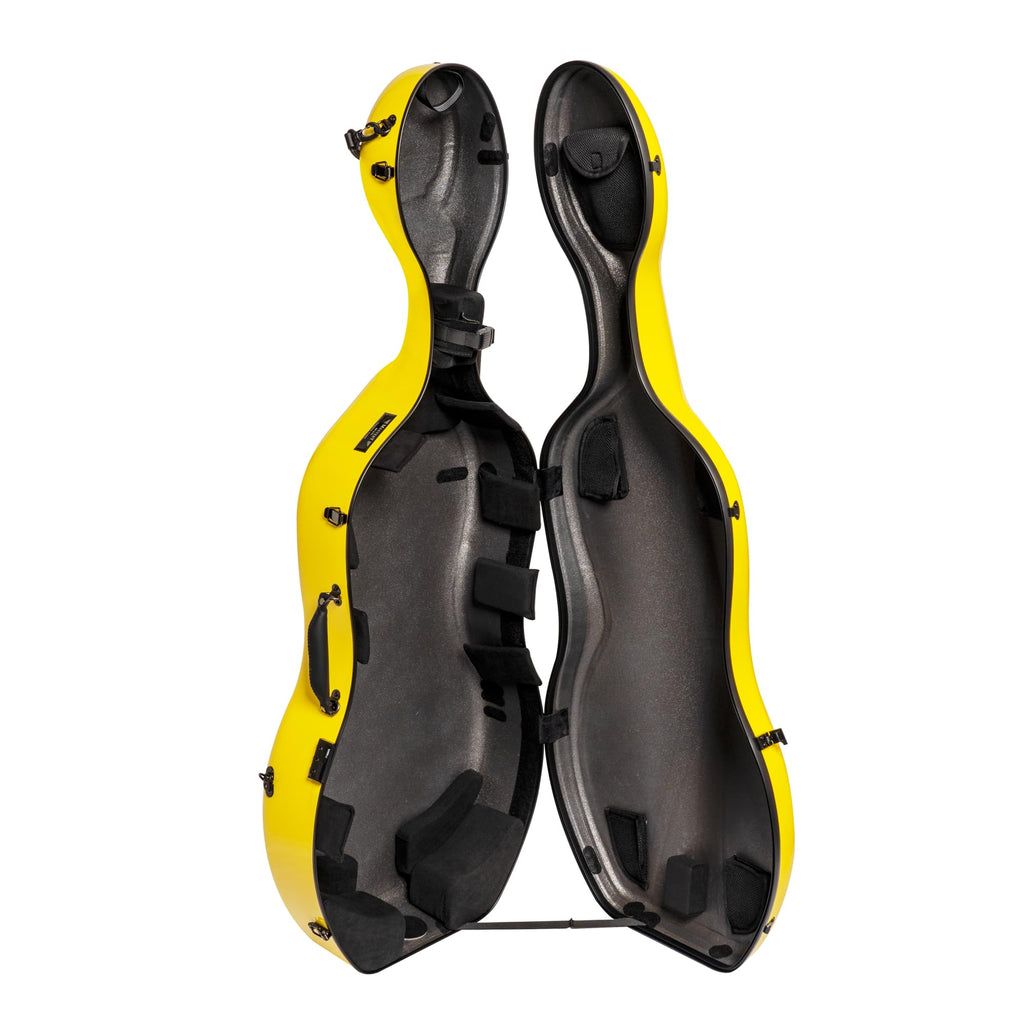 MI&VI CC-9001 Pure 100% Carbon Fiber Cello Case (Full Size) 4/4 with Wheels | Carry Straps | 8lb Lightweight | Tough Shell (3K Blue)