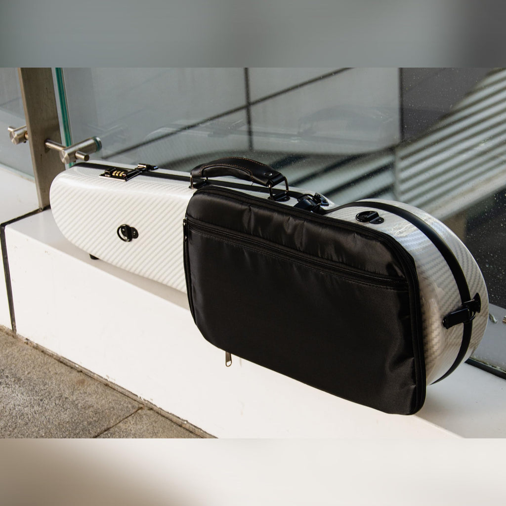 Christina violin case 4/4 Full Size Violin case High-Strength Carbon Fiber Triangle Violin Music Bag With Combination Lock and Extra Bag White Violin Hard Case (VB-Trianglee-WhiteDot spot)
