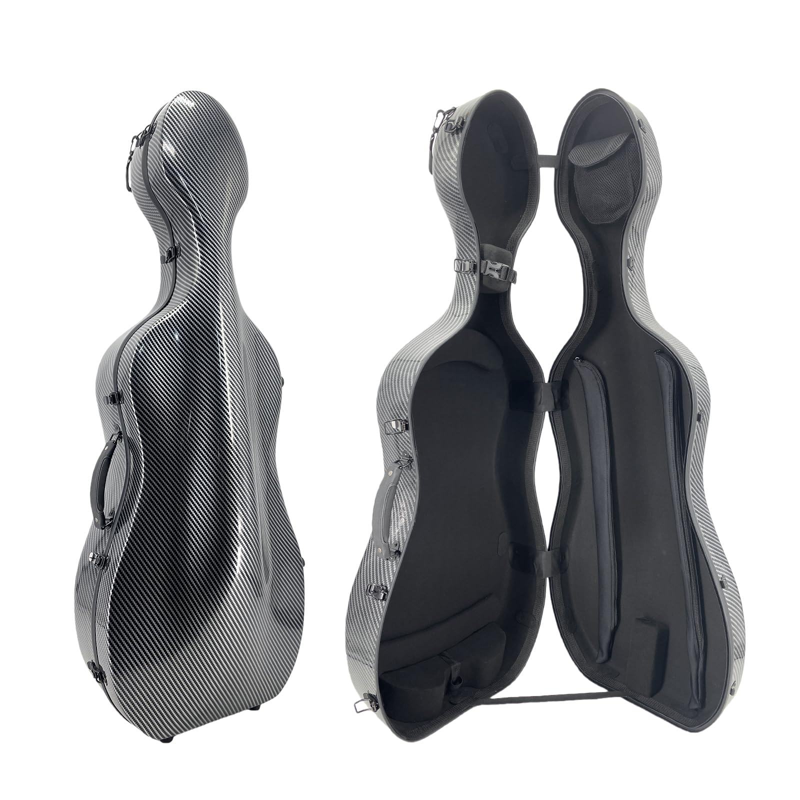Cello Case 1/2 size With Wheels Carbon Fiber Lightweight Durable Hard Shell Travel Case,Waterproof with Carry Straps Gift for Birthday/Christmas (white)