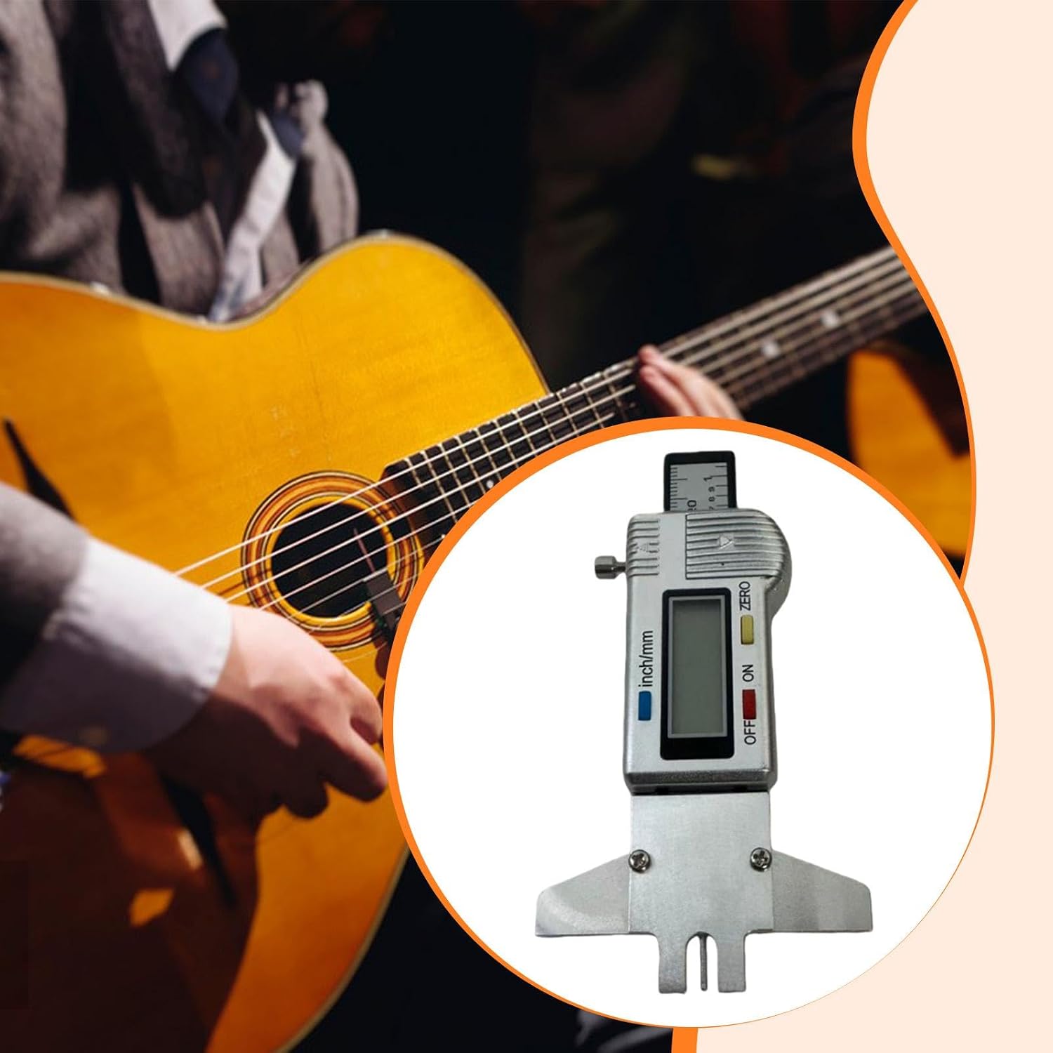 Guitar String Height Ruler Digital Display Distance Compact Metal String