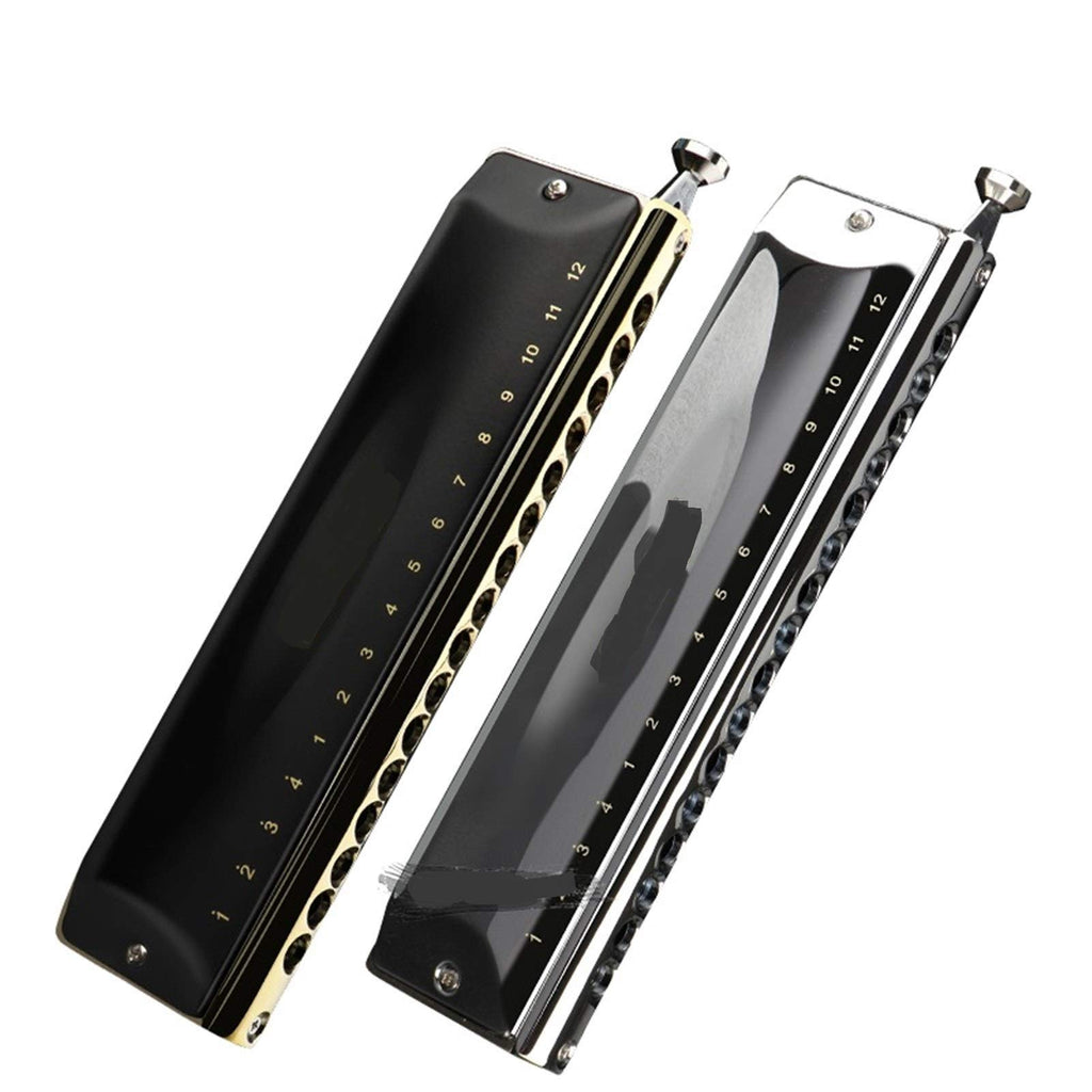 Professional 16 Holes 64 Tone Chromatic Harmonica Mouth Organ Blues Harp Music Instrumentos Key C Musical Instruments (Color : Black ABS Comb)