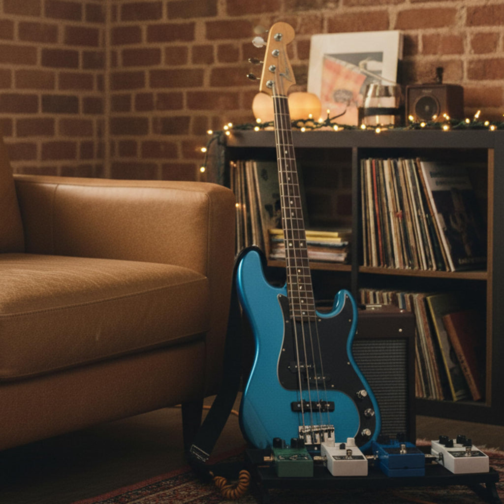 Fender Squier Affinity Precision Bass PJ - Surf Green Bundle with Rumble 15 Amplifier, Instrument Cable, Gig Bag, Tuner, Strap, and Austin Bazaar Instructional DVD