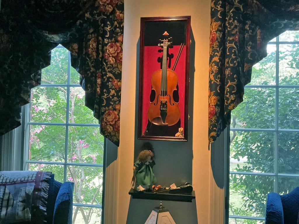 Violin Display Case Violin Case Hanger Stand 33" Height Mahogany Finish Frame fits Ukulele Fiddle Also