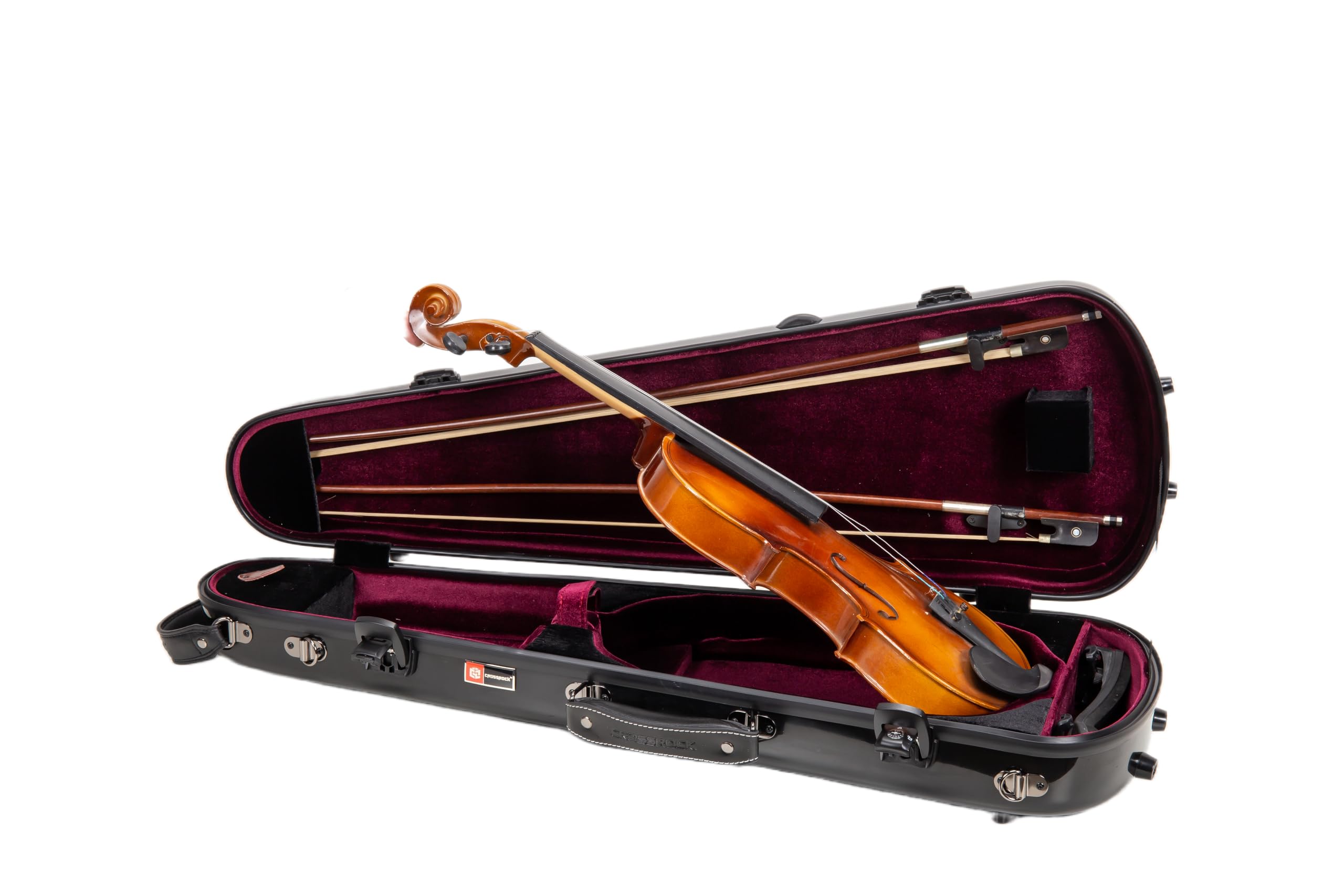 Crossrock Fiberglass Double Violin Case fits Two 4/4 Full-Size Violins- Includes TSA lock, Protective Blanket, Hygrometer, Removable Shoulder Straps- Milky White (CRF2020DVMW)