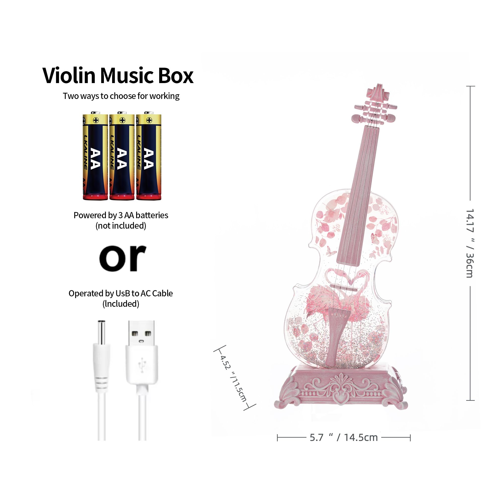 Violin Snow Globe Music Box Gifts for Kids Friends Little Girls Women Granddaughter Sister Violinists Birthday Valentine's Day Weddings Anniversaries Decor Christmas Decorations (Unicorn)