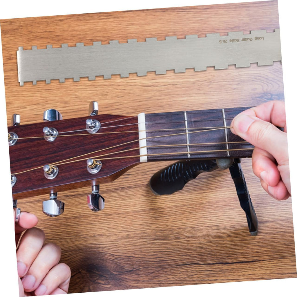 Guitar Neck Straight Edge Luthier Measuring Tool Notched Design String Action Gauge for Electric Guitars